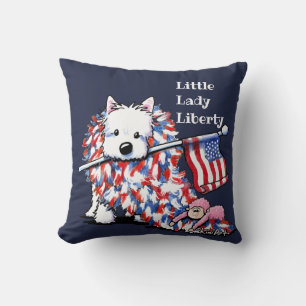 Almofada Retrato de Westie da liberdade de KiniArt