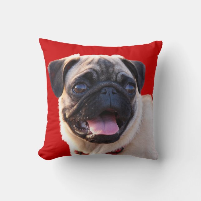 Almofada Retrato do cão do Pug (Frente)