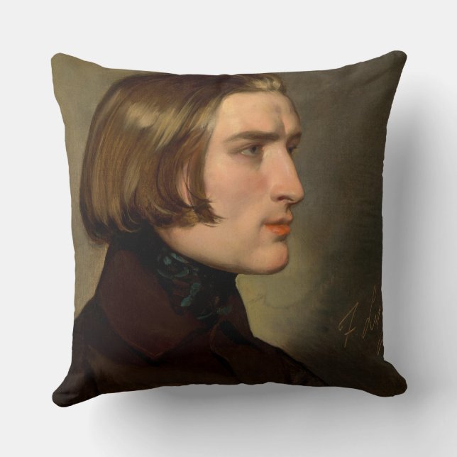 Almofada Retrato do compositor Franz Liszt, 1838 (Verso)