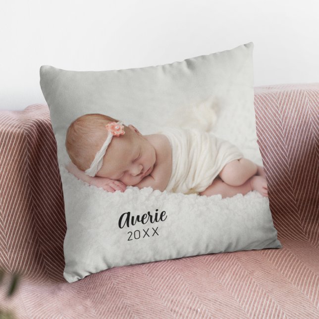 Almofada Retrato Foto Personalizado de Bebê 2 Lados (Personalized Baby Photo Portait 2 Sided Throw Pillow
)