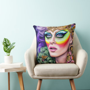 Almofada Retrato LGBTQ Largura Vibrantemente Trabalho de ar