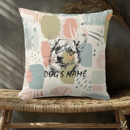 Almofada Retrato Moderno de Corgi – Pincelada Pastel Abstra