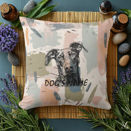 Almofada Retrato Moderno de Doberman – Pincelada Abstrata