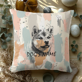 Almofada Retrato Moderno de Shiba Inu – Pincelada Artística