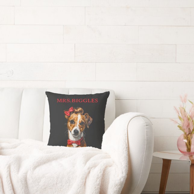 Almofada Retrato Personalizado de Cachorro – Design de Nome (Sofá)