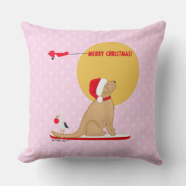 Almofada Retriever Dourado Natal Praia Rosa