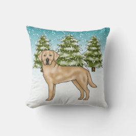Almofada Retriever Labrador Amarelo Neve Azul Floresta de I