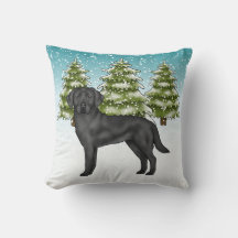 Retriever Labrador preto Floresta de Inverno Azul 