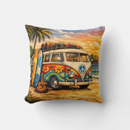Almofada Retro 60s Hippie Surfer Beach Bus Sunset Surf Life