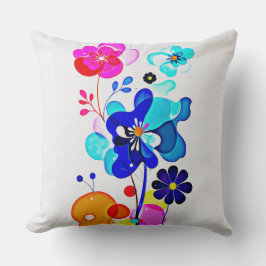 Almofada Retro 70s Psychedelic Abstract Fluid Floral