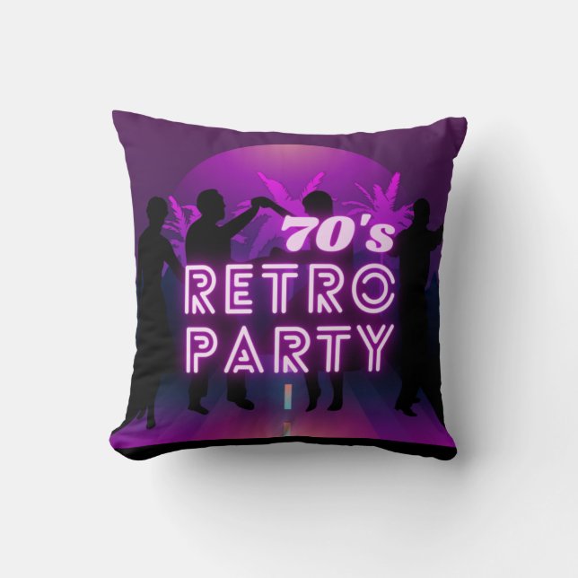 Almofada Retro 80s Disco Dance Party Neon Purple Funky (Frente)