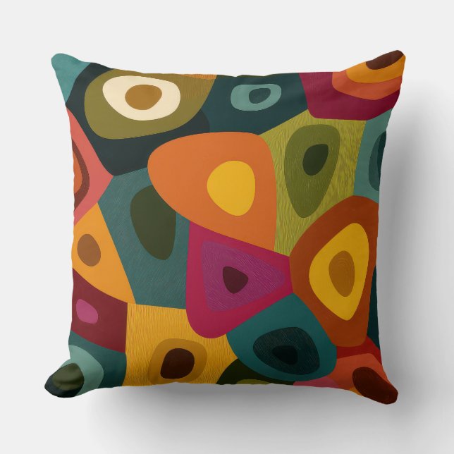 Almofada Retro Abstract Color Block Modern Throw Pillow (Frente)