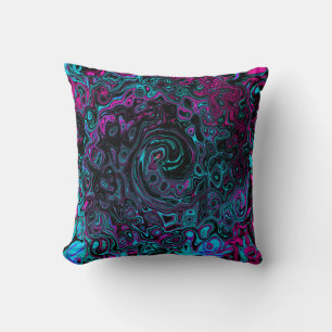 Almofada Retro Aqua Magenta e Abstrato preto