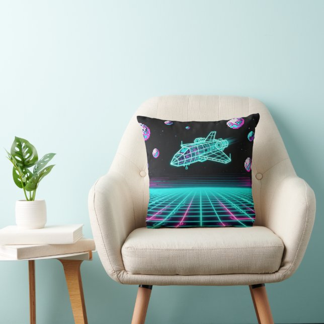 Almofada Retro Arcade Space Grid Pillow (Cadeira)