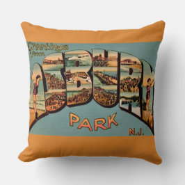 Almofada Retro Asbury Park NJ Postcard