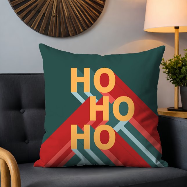 Almofada Retro Bauhaus Ho Ho Ho Natal Férias Festivas (Criador carregado)