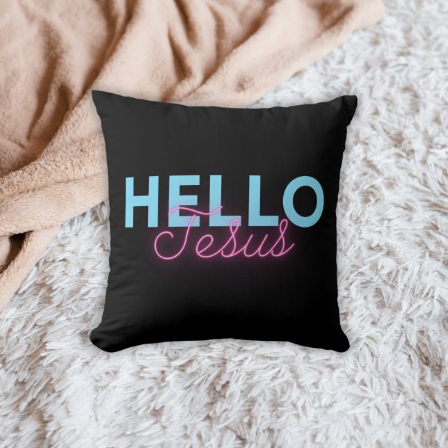 Almofada Retro Black Pink Neon Hello Jesus Cristo Café Cris (Criador carregado)
