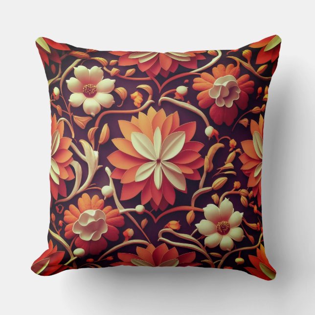 Almofada "Retro Bloom - Padrão Floral Invisível (Frente)