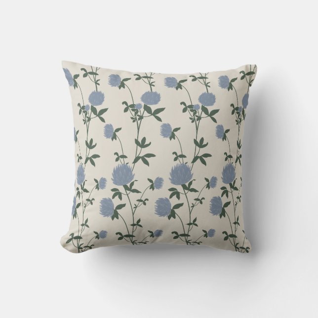 Almofada Retro Botanical Meadow Clover | French Linen (Frente)