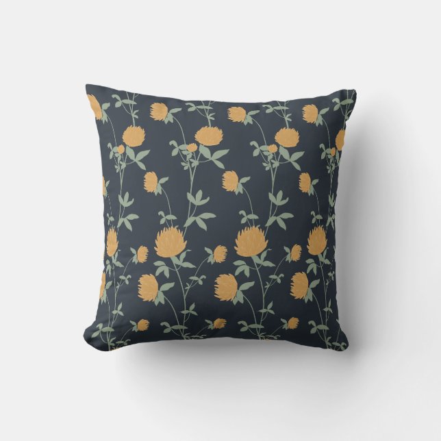 Almofada Retro Botanical Meadow Clover | Midnight Garden (Frente)