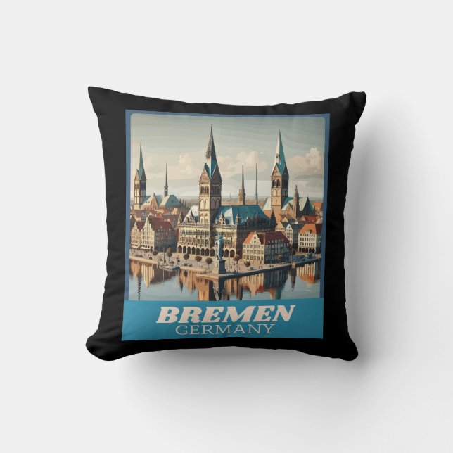 Almofada Retro Bremen Skyline (Frente)