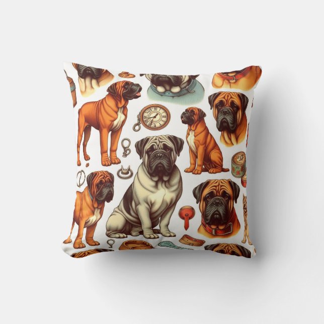Almofada Retro Bullmastiff Seamless (Frente)