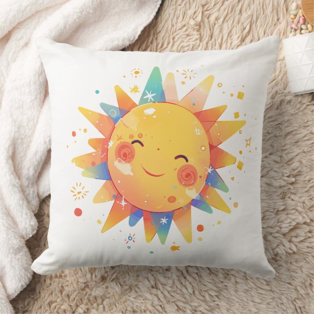 Almofada Retro Cartoon Sunshine Retro Orange Nursery (Cobertor)