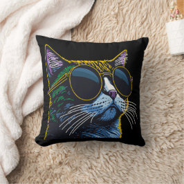 Almofada Retro Cat: Charme de Óculos Amarelos