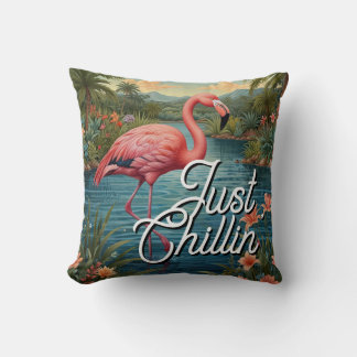 Almofada Retro cute pink flamingo tropical paradise  