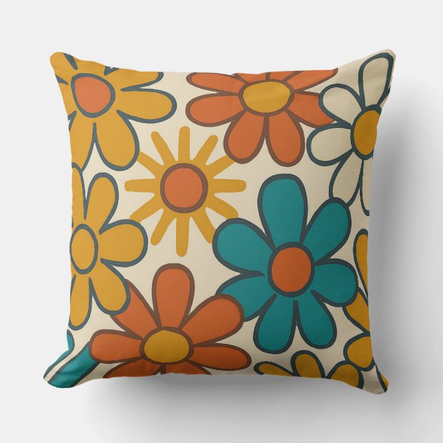 Almofada Retro Daisy Floral Dia das Mães  (Frente)