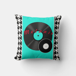 Almofada Retro de verificação preto e branco do chá de jant