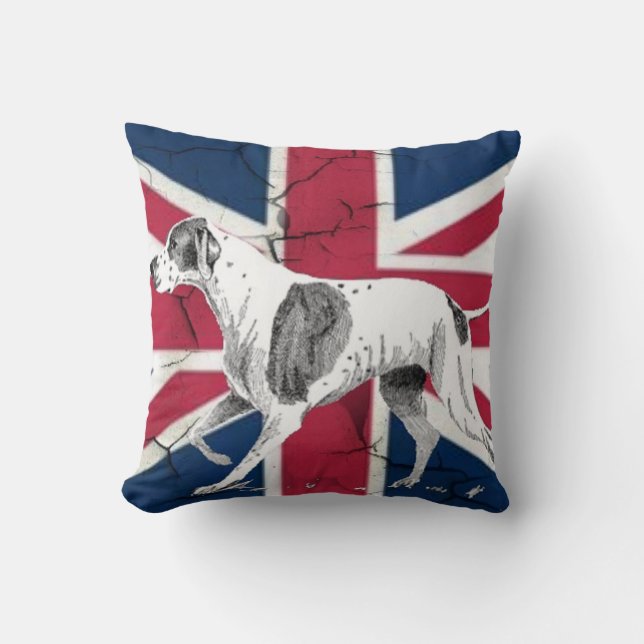 Almofada Retro English ponteiro dog British union jack flag (Frente)