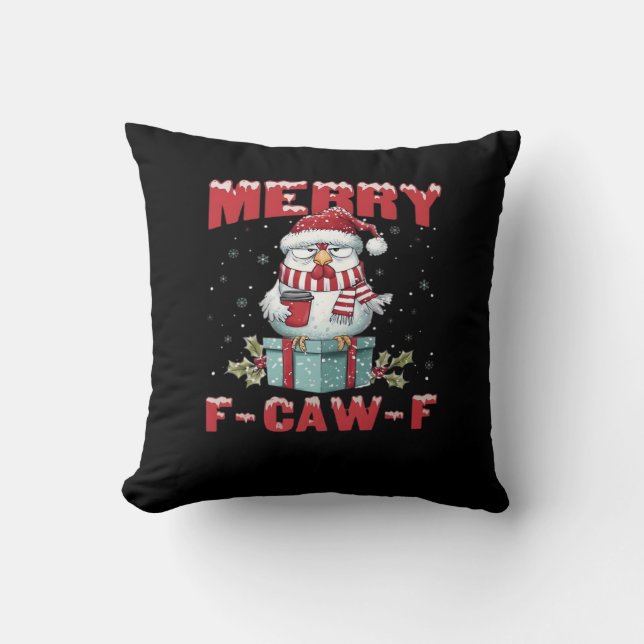 Almofada Retro Feliz Natal F-Caw-F Frango (Frente)