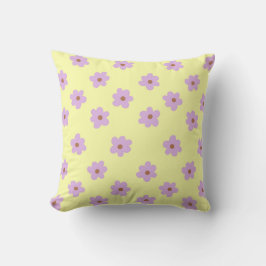 Almofada Retro Floral Amarelo-Puro-Quente-Quente, Cheio,