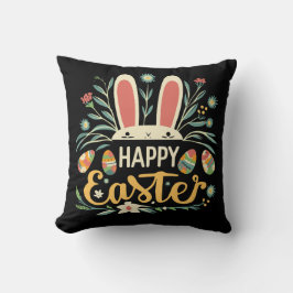 Almofada Retro Floral Happy Easter Bunny Boho Spring