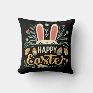 Almofada Retro Floral Happy Easter Bunny Boho Spring