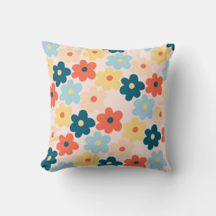 Almofada Retro Foral Colorido Whimsical, Cheerful, Preppy