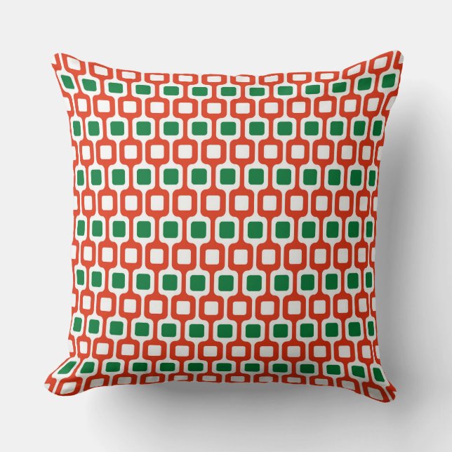 Almofada Retro Geometric Pattern: Red and Green (Frente)