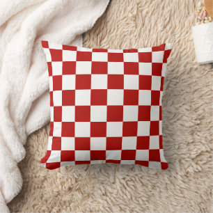 Almofada Retro geométrico branco-vermelho-quadrado
