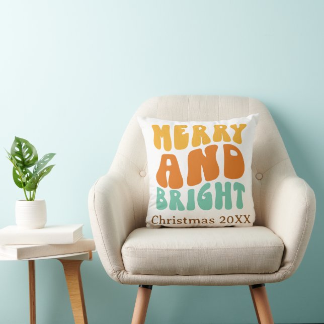 Almofada Retrô Groovy Alegre e Brilhante Férias de Natal (Cadeira)