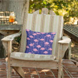 Almofada Retro Hand-Drawn Flamingo | Tropical Pattern Navy