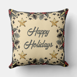Almofada Retro Holly Berries e Evergreen Travesseiro decora