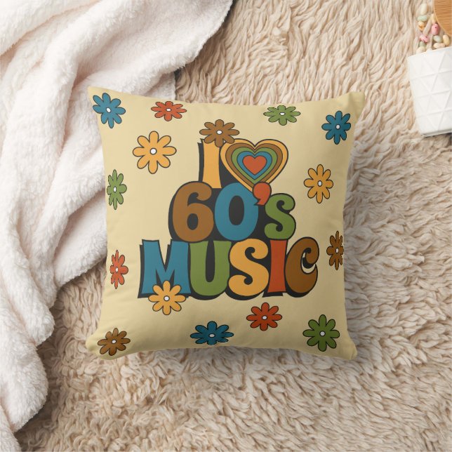 Almofada Retro I Love 60s Music for Music Lovers (Cobertor)