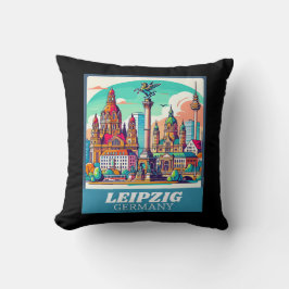 Almofada Retro Leipzig Skyline