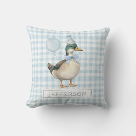 Almofada Retro Mallard Duck Baby Blue Balloon Boy Nursery