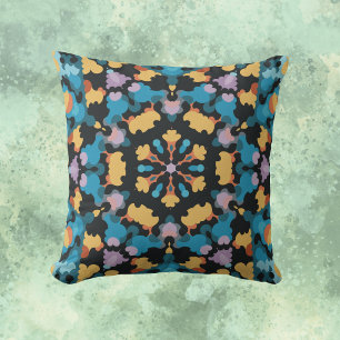 Almofada Retro Mandala Amarelo Azul e Laranja
