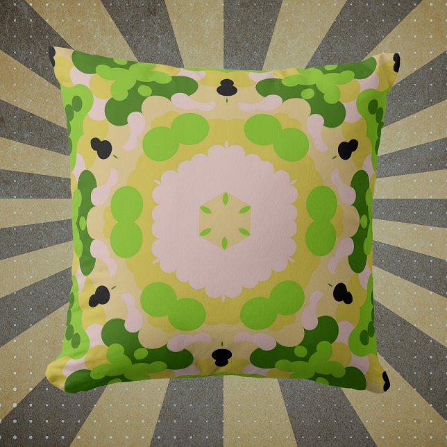 Almofada Retro Mandala Flor Amarelo Verde e Branco (Criador carregado)