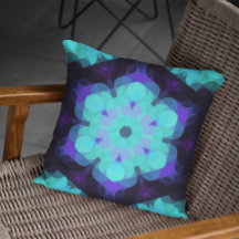 Retro Mandala Flor Azul Roxo e Verde