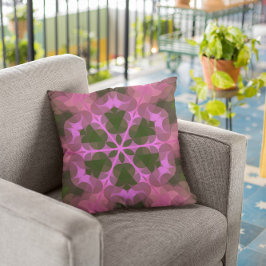 Almofada Retro Mandala Flor Rosa e Verde