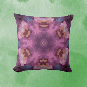 Almofada Retro Mandala Púrpura Rosa e Laranja